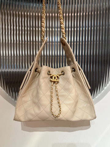 Chanel Beige Apricot Small Bucket Bag
