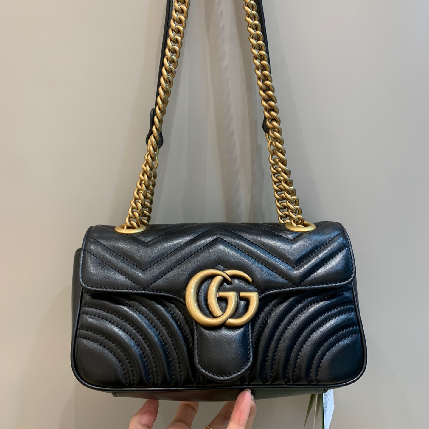 Classic Gold Buckle Black Handbag